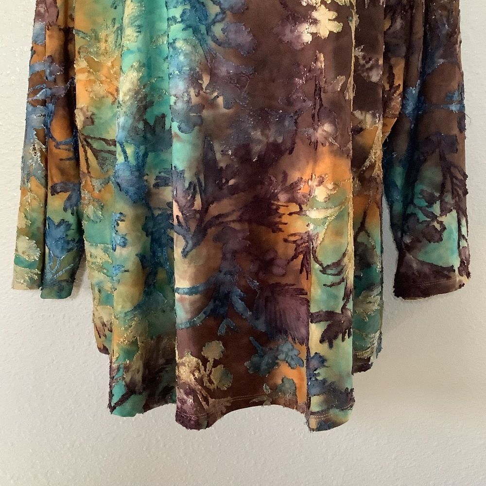 Multicolor Forest Fairy Grunge Artsy Bohemian Boho Hippie Blouse 2X Autumn Fall - Picture 3 of 6